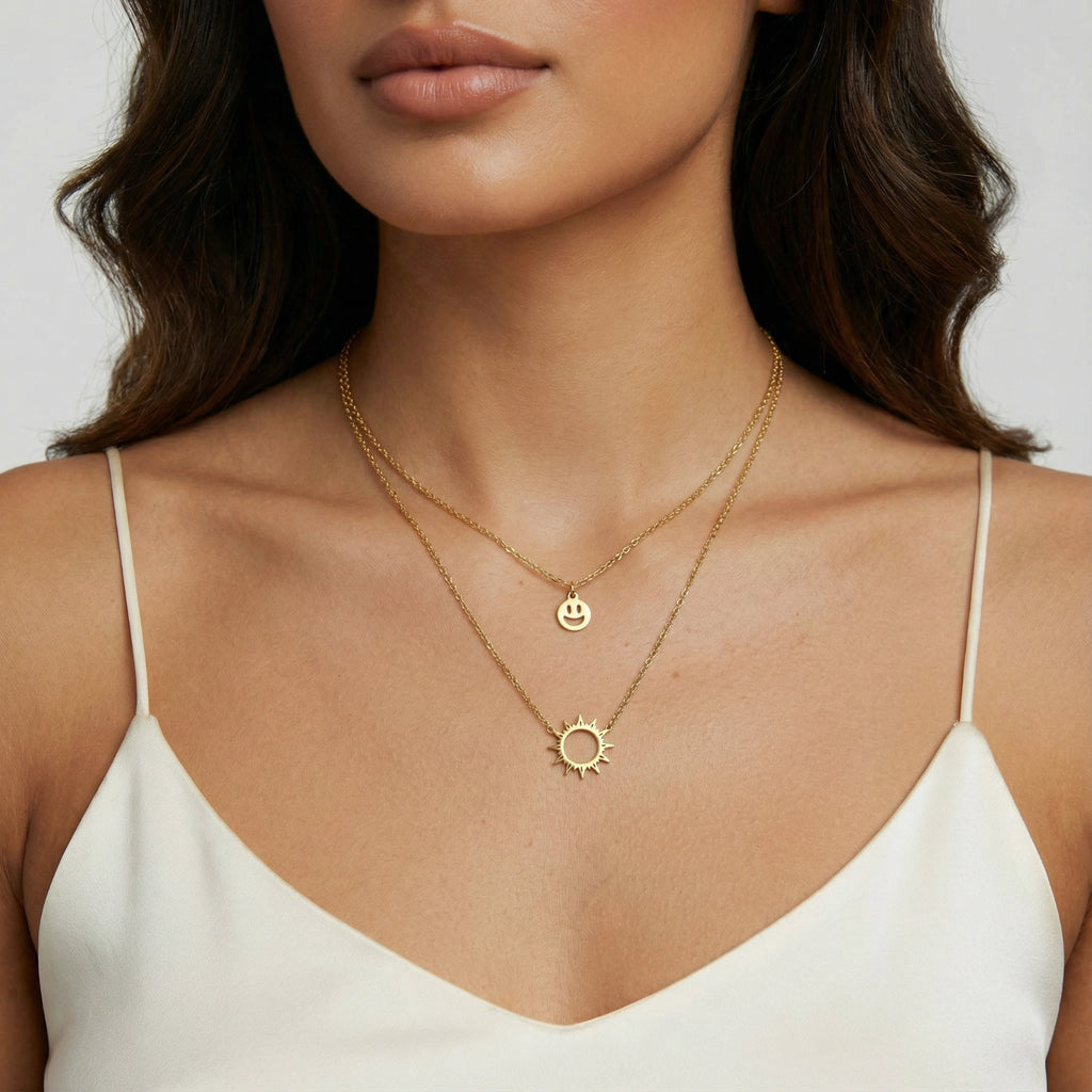 Sunshine Smiley Layered Necklace